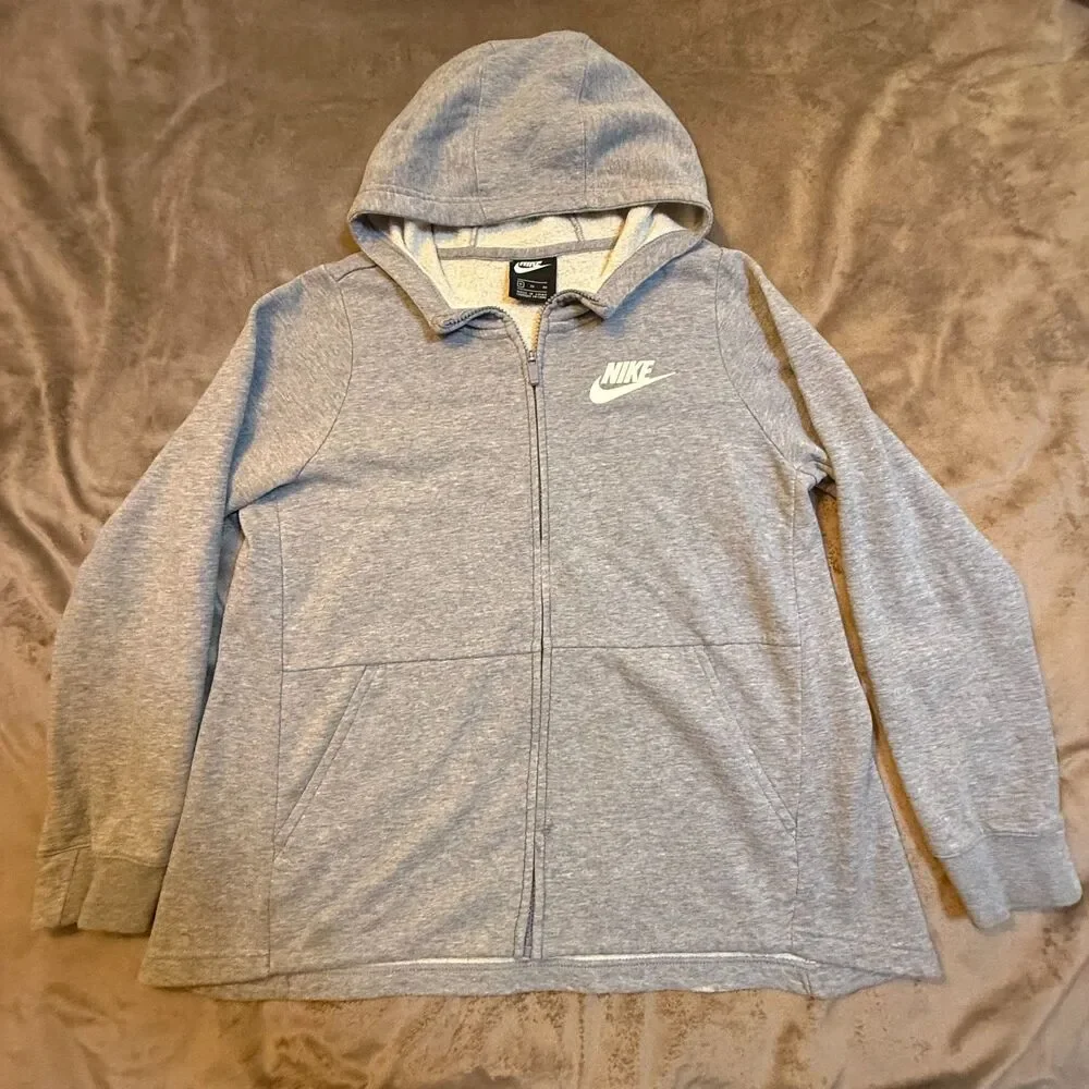 Nike Sportswear Big Kids' (Girls') Heather Grey Full-Zip Hoodie Size XL - 0330